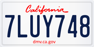 CA license plate 7LUY748
