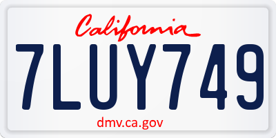 CA license plate 7LUY749