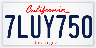 CA license plate 7LUY750