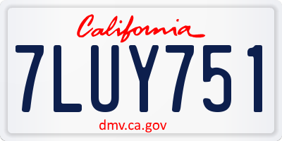 CA license plate 7LUY751