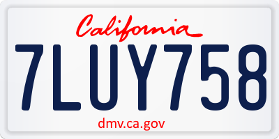 CA license plate 7LUY758