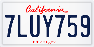 CA license plate 7LUY759