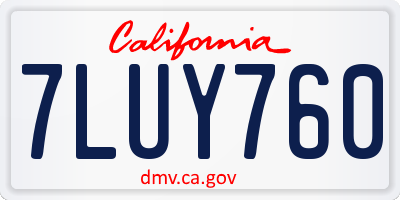 CA license plate 7LUY760