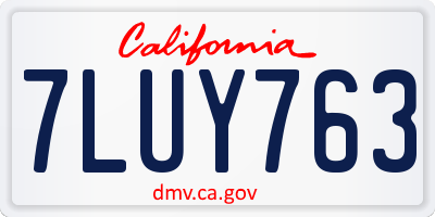 CA license plate 7LUY763