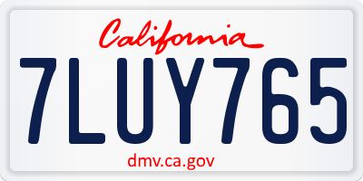 CA license plate 7LUY765