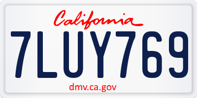 CA license plate 7LUY769