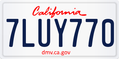CA license plate 7LUY770