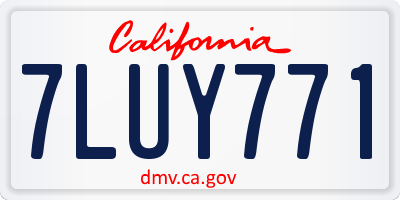 CA license plate 7LUY771