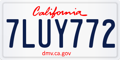 CA license plate 7LUY772