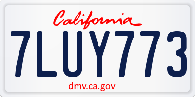 CA license plate 7LUY773