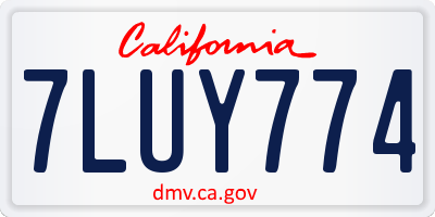 CA license plate 7LUY774