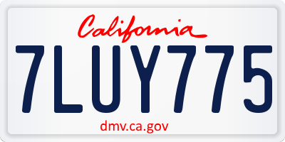 CA license plate 7LUY775