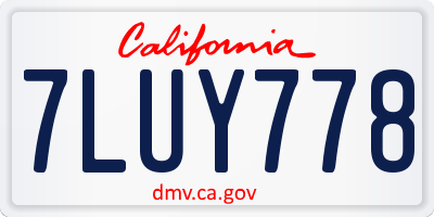 CA license plate 7LUY778