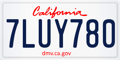 CA license plate 7LUY780