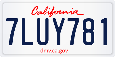 CA license plate 7LUY781