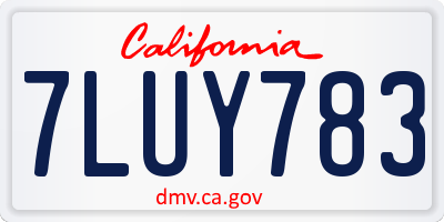 CA license plate 7LUY783