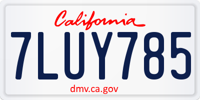 CA license plate 7LUY785