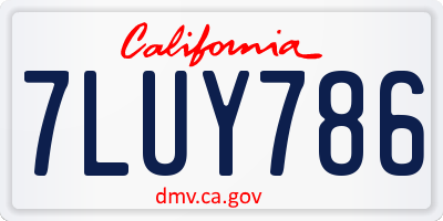 CA license plate 7LUY786