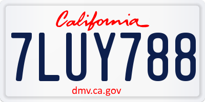 CA license plate 7LUY788