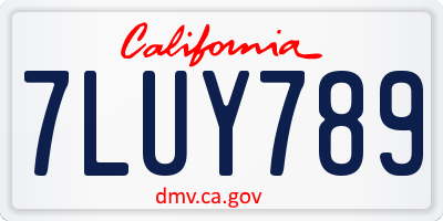 CA license plate 7LUY789