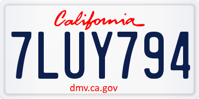 CA license plate 7LUY794