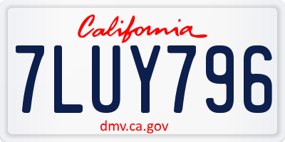 CA license plate 7LUY796