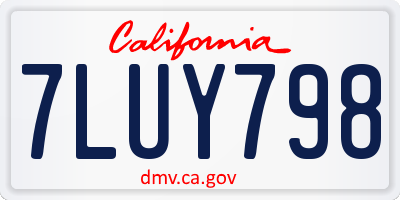 CA license plate 7LUY798
