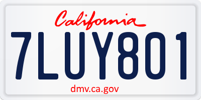 CA license plate 7LUY801