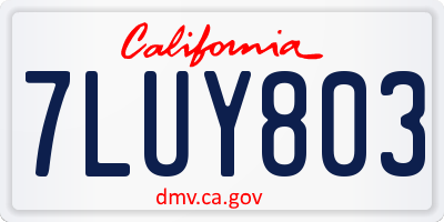 CA license plate 7LUY803