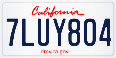 CA license plate 7LUY804