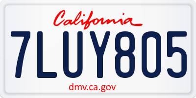 CA license plate 7LUY805
