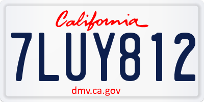 CA license plate 7LUY812