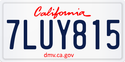 CA license plate 7LUY815