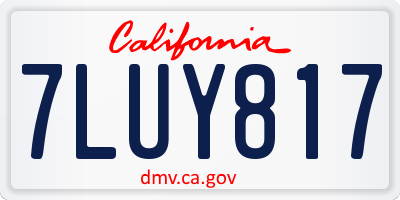 CA license plate 7LUY817