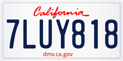 CA license plate 7LUY818