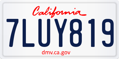 CA license plate 7LUY819
