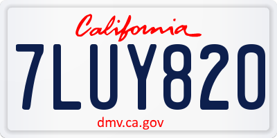 CA license plate 7LUY820