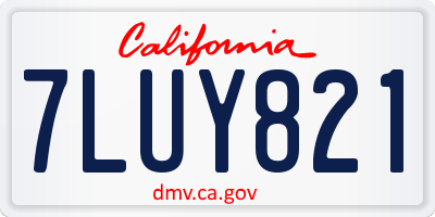 CA license plate 7LUY821