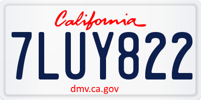 CA license plate 7LUY822