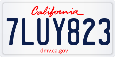 CA license plate 7LUY823