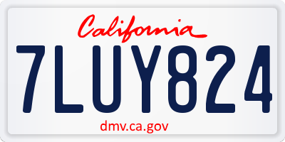 CA license plate 7LUY824