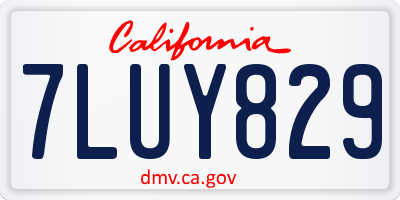 CA license plate 7LUY829