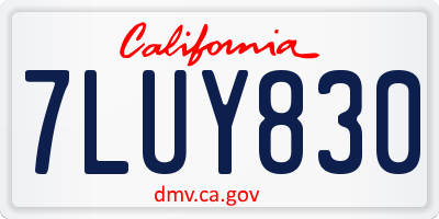 CA license plate 7LUY830