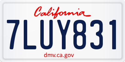 CA license plate 7LUY831