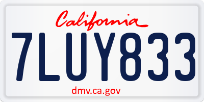 CA license plate 7LUY833