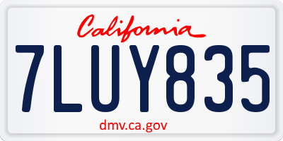 CA license plate 7LUY835