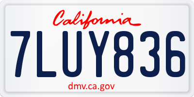 CA license plate 7LUY836