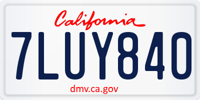 CA license plate 7LUY840