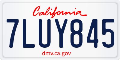 CA license plate 7LUY845