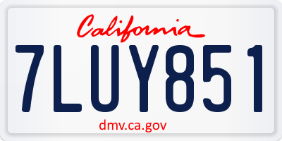 CA license plate 7LUY851